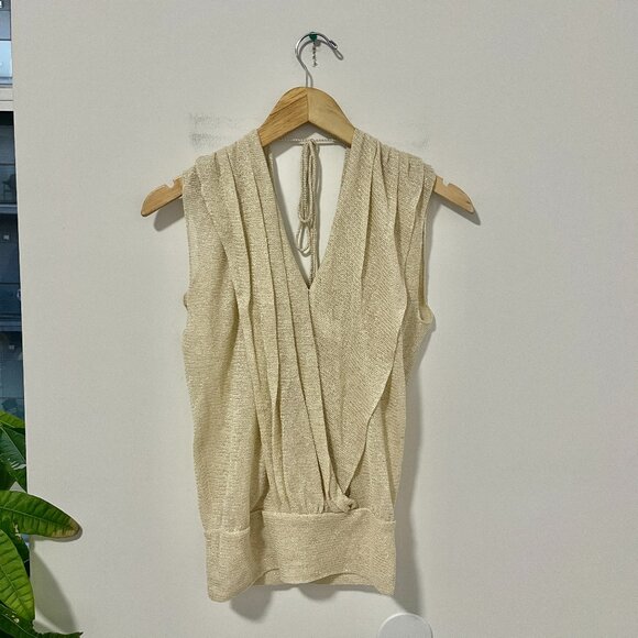 Alice + Olivia Tops - Alice + Olivia Gold Sparkle Knit Tank Blouse Size XS